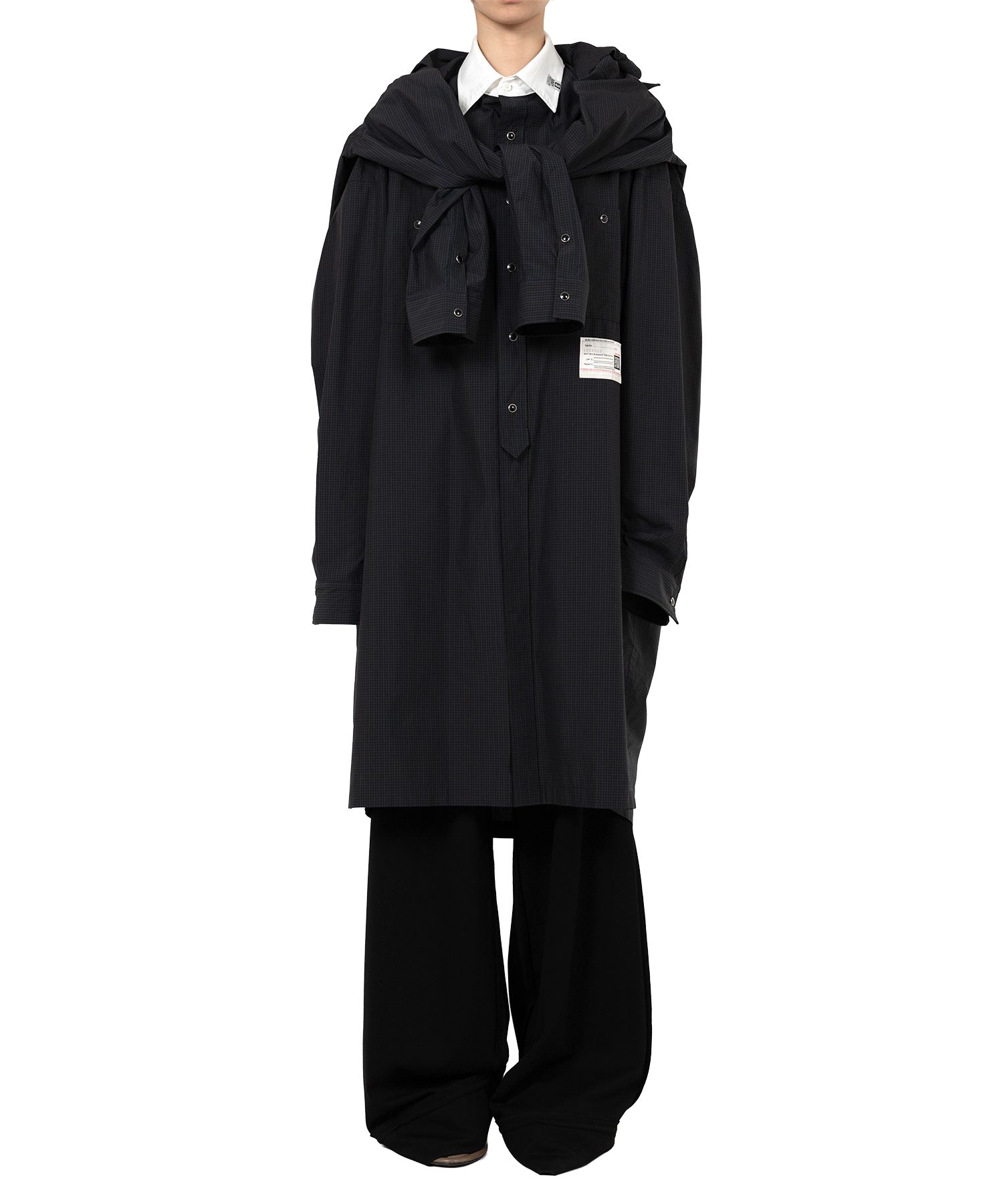 Sleeve Layered Check Shirt Dress