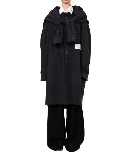 Sleeve Layered Check Shirt Dress