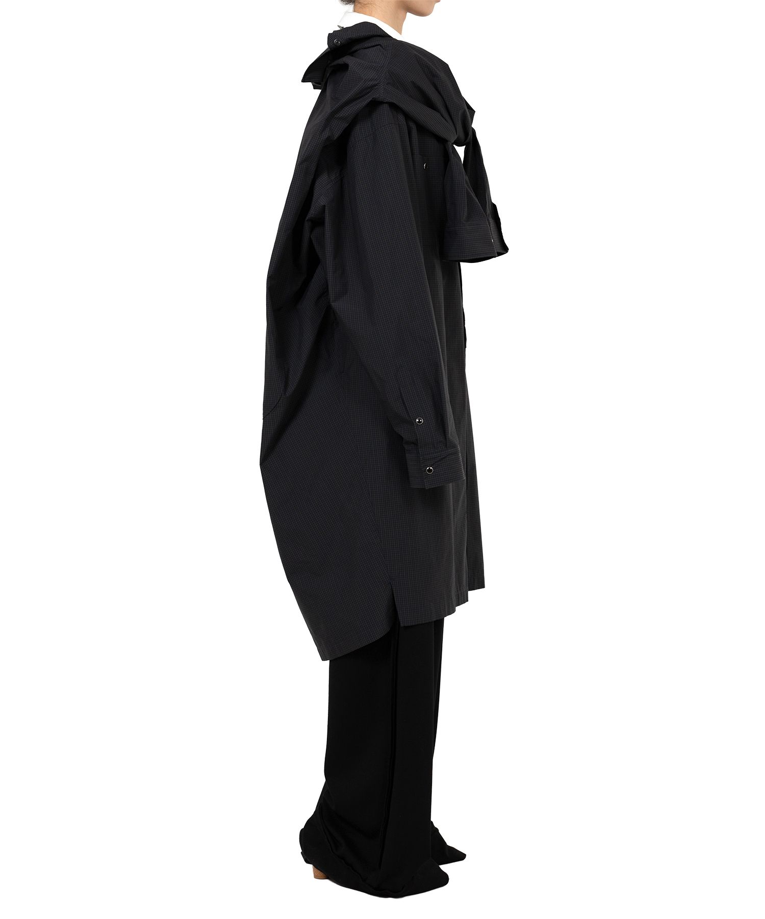 Sleeve Layered Check Shirt Dress