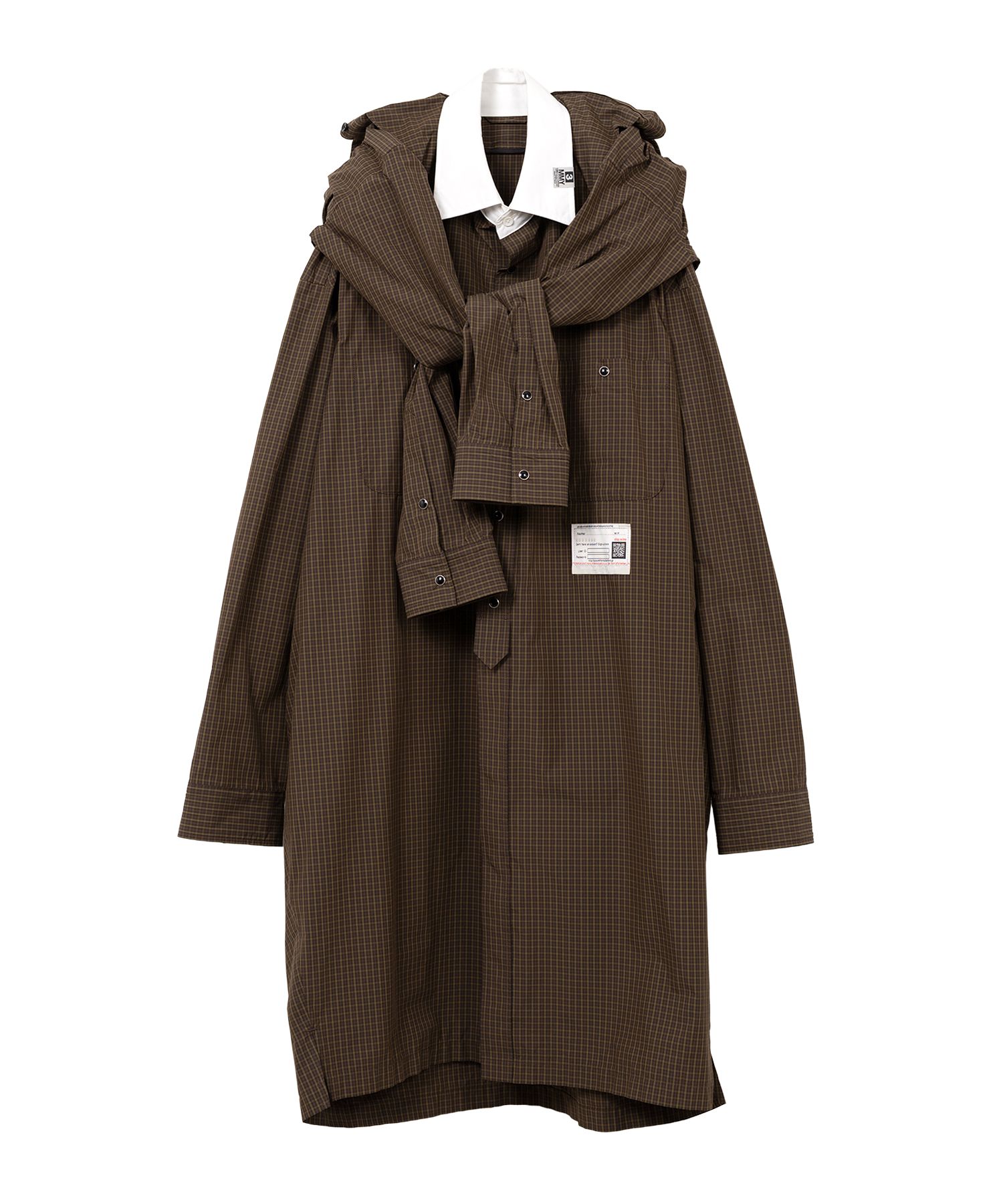 Sleeve Layered Check Shirt Dress