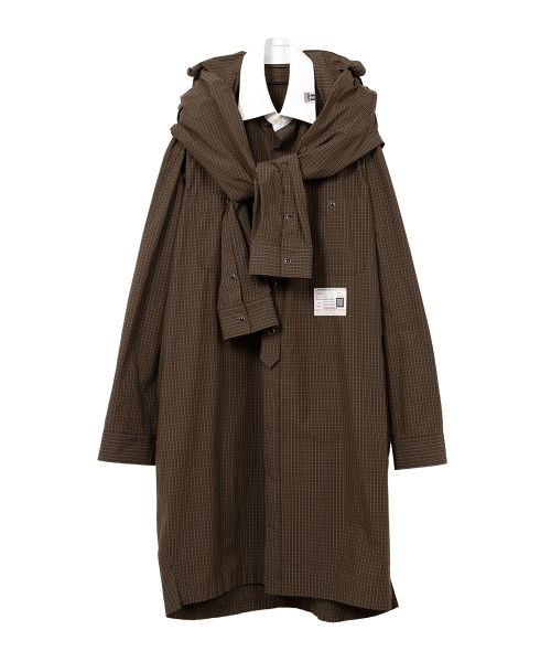 Sleeve Layered Check Shirt Dress