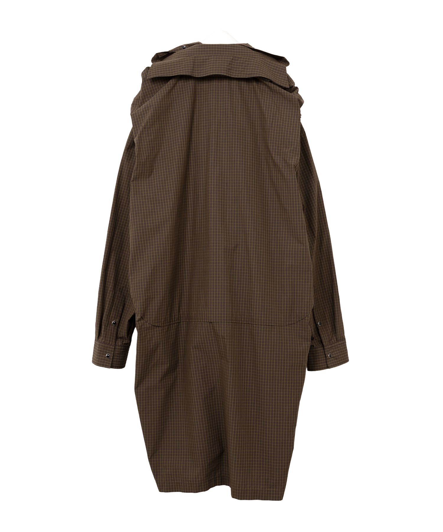 Sleeve Layered Check Shirt Dress