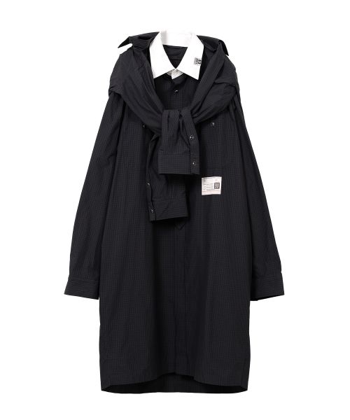 Sleeve Layered Check Shirt Dress