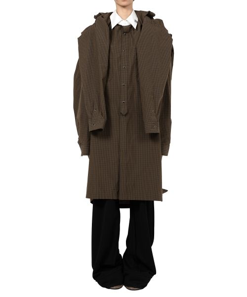 Sleeve Layered Check Shirt Dress