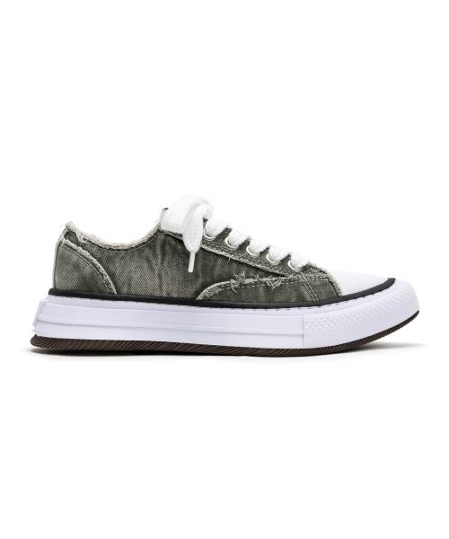 "YUCCA" OG Sole Bleach-Wash Denim Canvas Low-top Sneaker