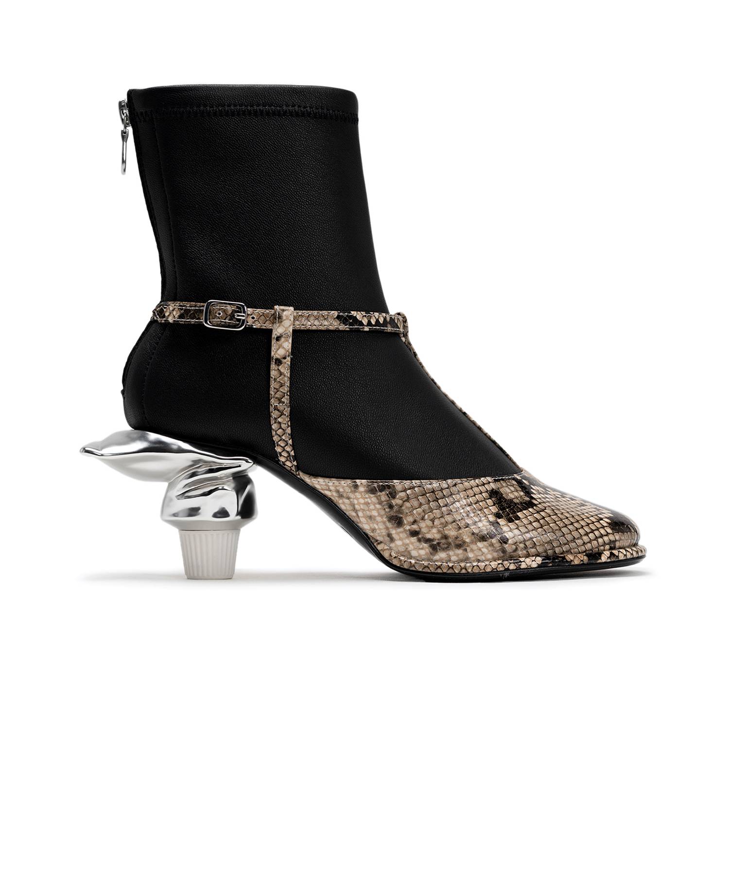 Toothpaste Heel Python Printed Strap Boots