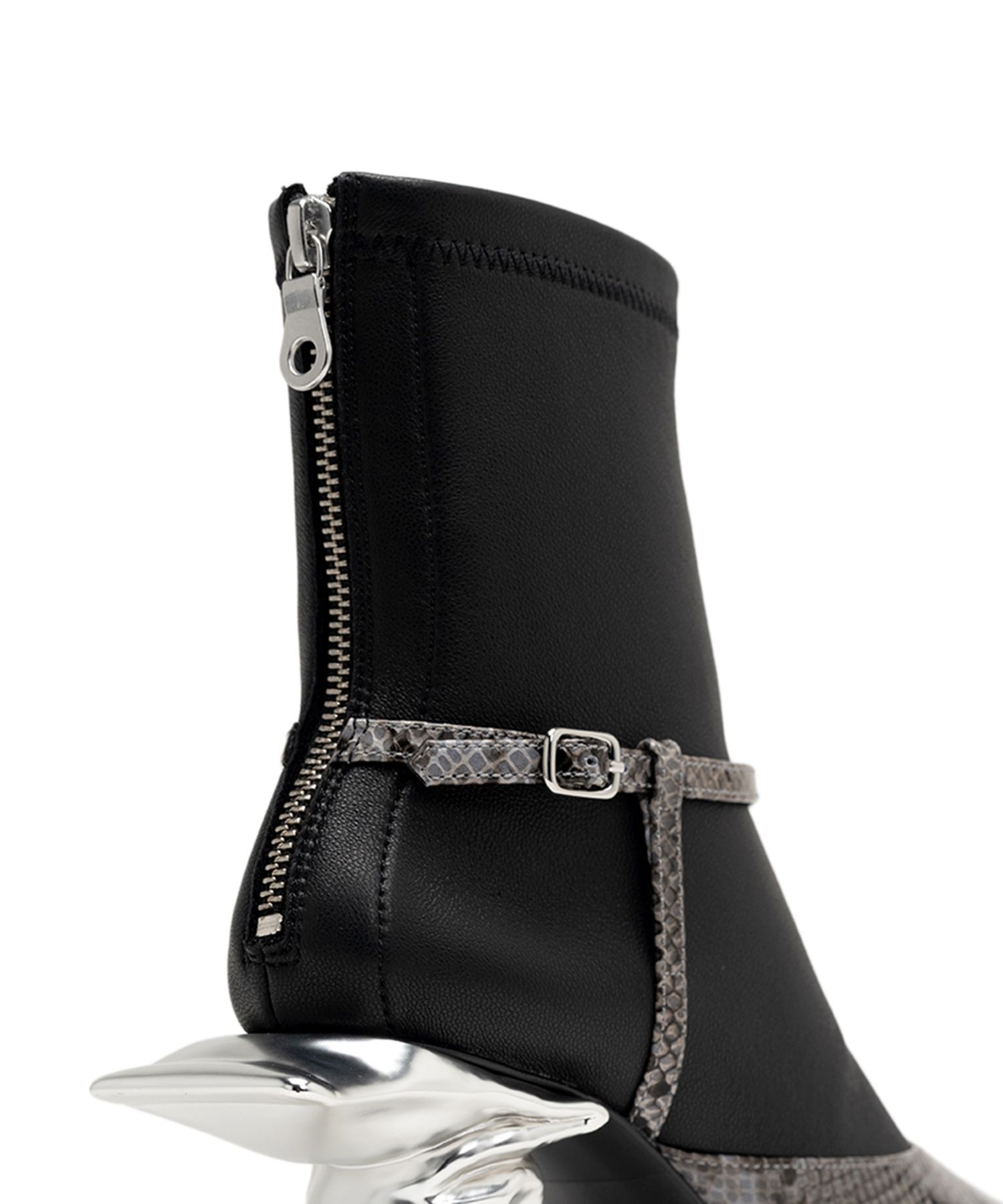 Toothpaste Heel Python Printed Strap Boots