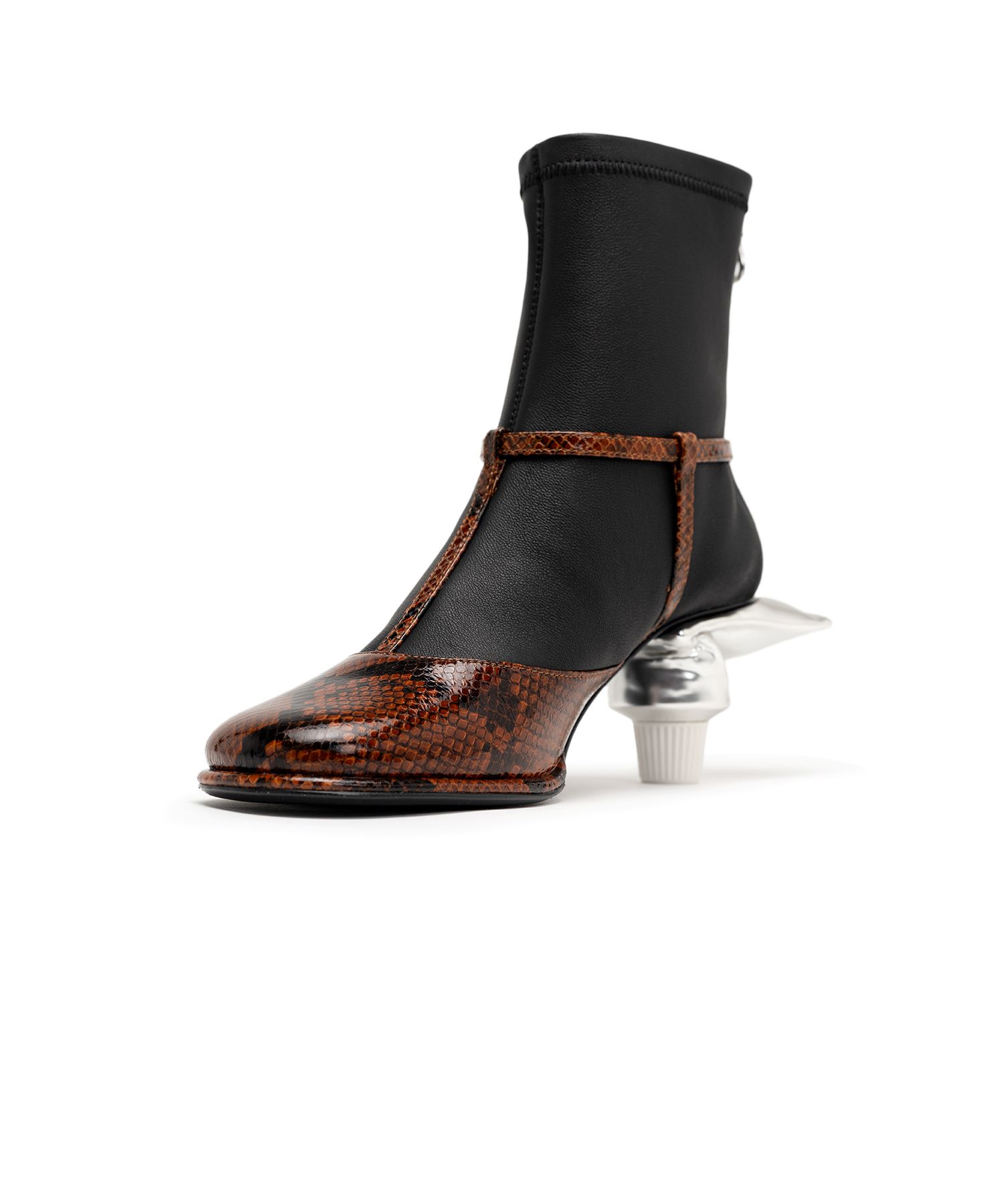 Toothpaste Heel Python Printed Strap Boots