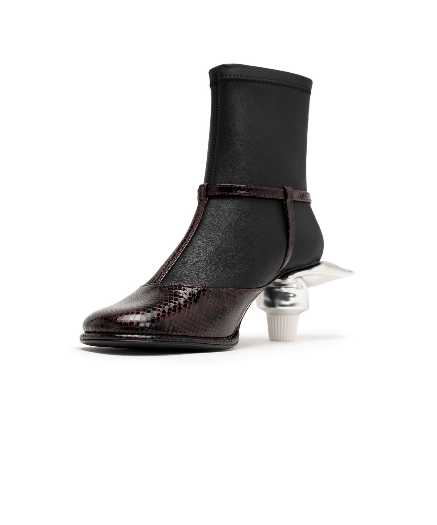 Toothpaste Heel Python Printed Strap Boots