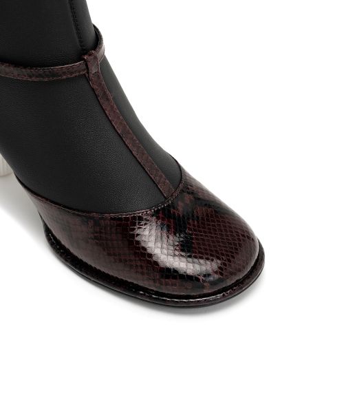Toothpaste Heel Python Printed Strap Boots
