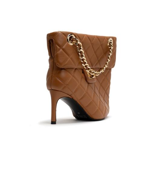 Quilted Bag Detail Pin Heel Short Boots