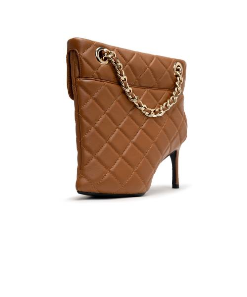 Quilted Bag Detail Pin Heel Short Boots