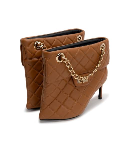 Quilted Bag Detail Pin Heel Short Boots