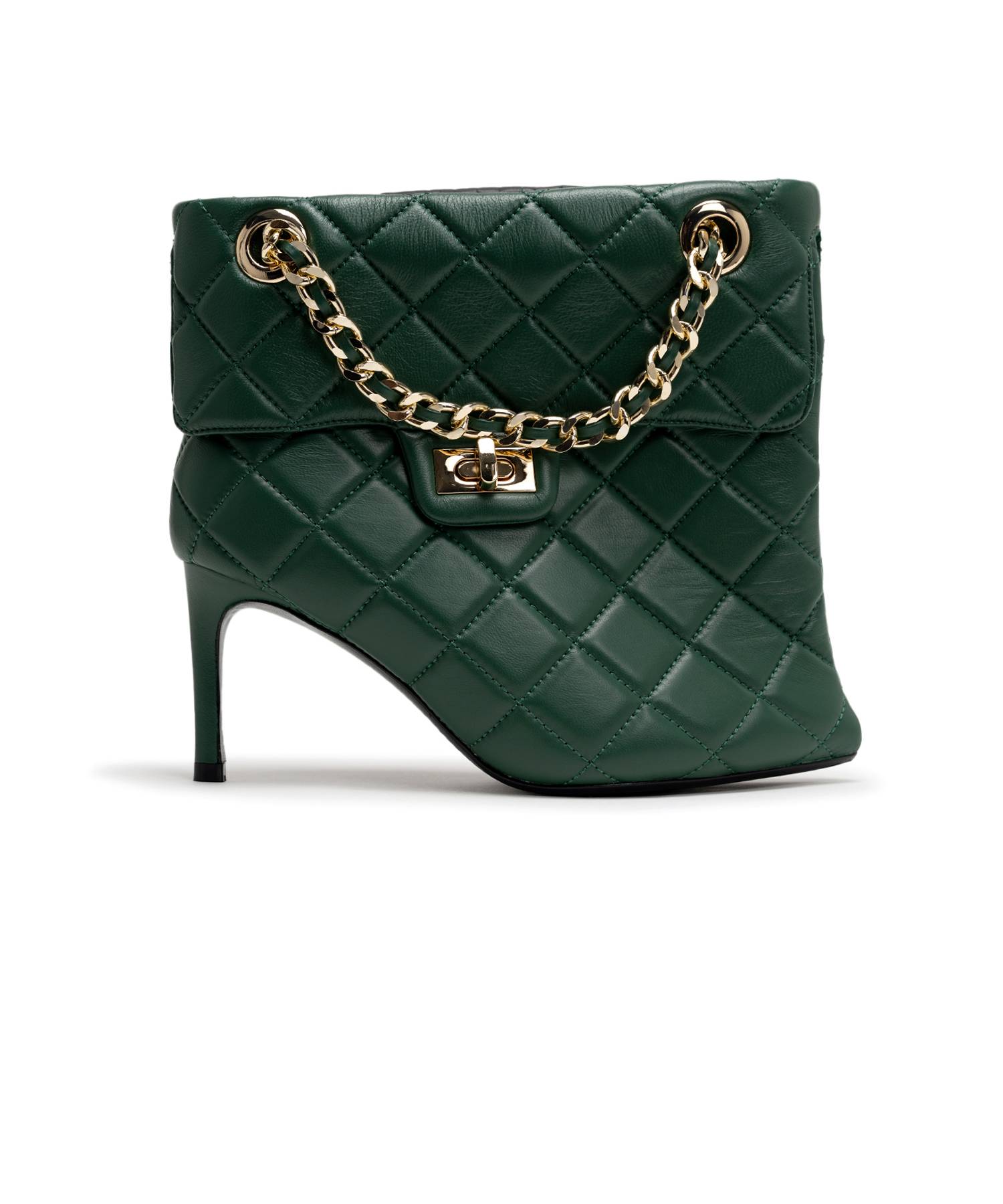 Quilted Bag Detail Pin Heel Short Boots