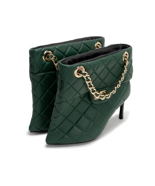 Quilted Bag Detail Pin Heel Short Boots