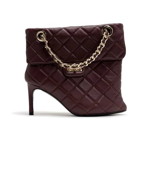 Quilted Bag Detail Pin Heel Short Boots
