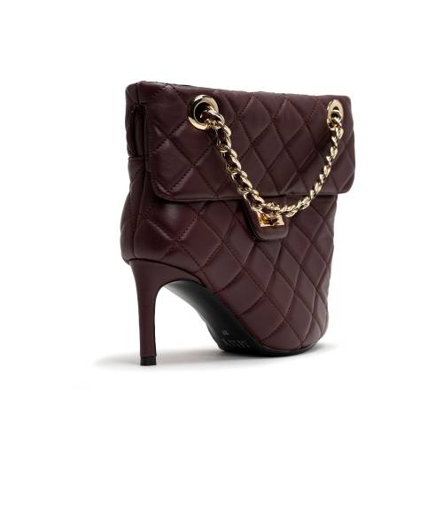 Quilted Bag Detail Pin Heel Short Boots
