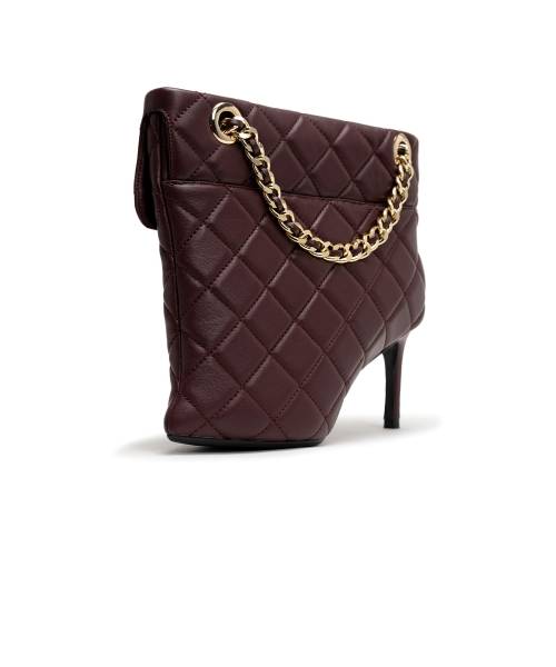 Quilted Bag Detail Pin Heel Short Boots