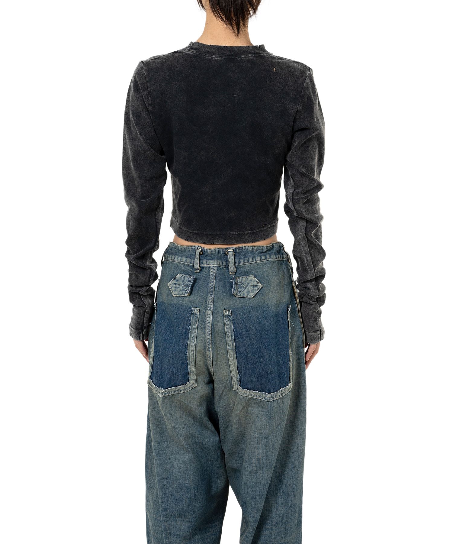 Bleached Cropped Long Sleeve T-shirt