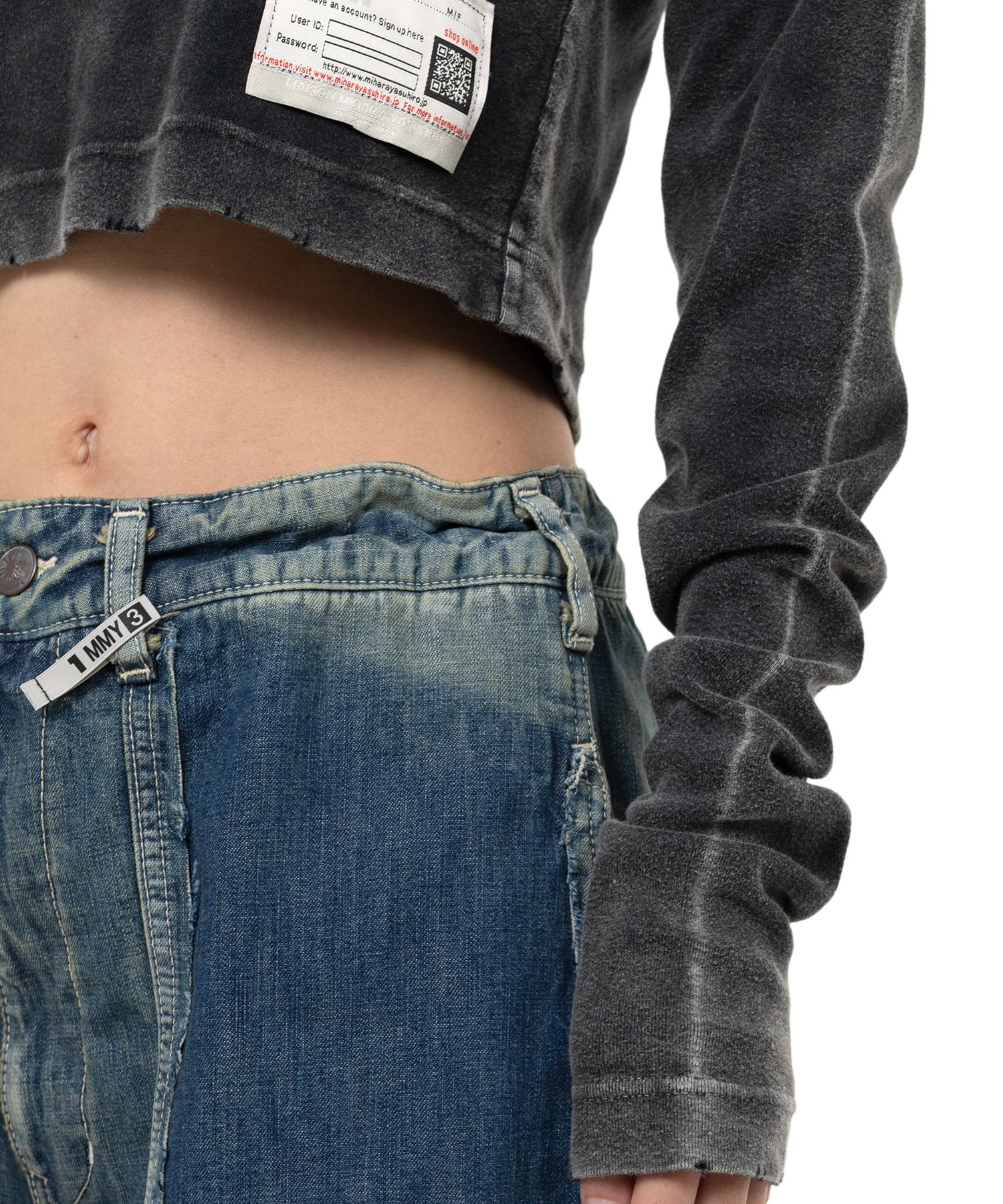 Bleached Cropped Long Sleeve T-shirt