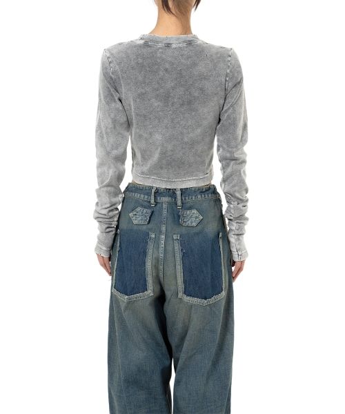 Bleached Cropped Long Sleeve T-shirt