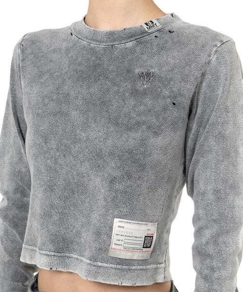 Bleached Cropped Long Sleeve T-shirt