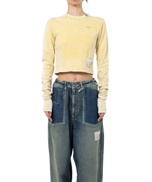 Bleached Cropped Long Sleeve T-shirt