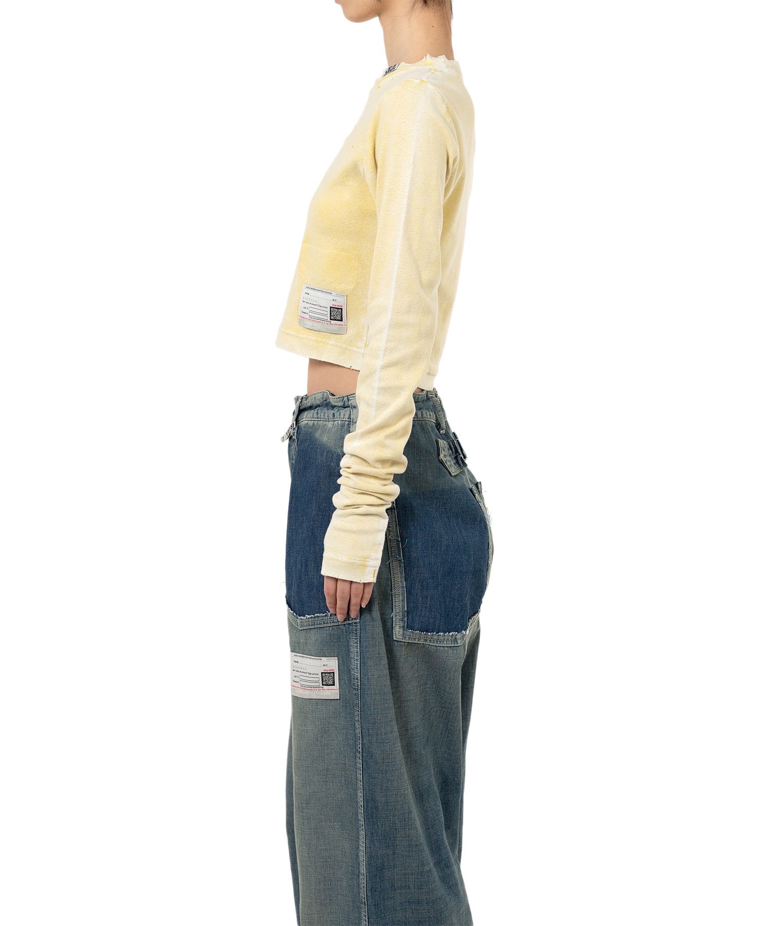 Bleached Cropped Long Sleeve T-shirt