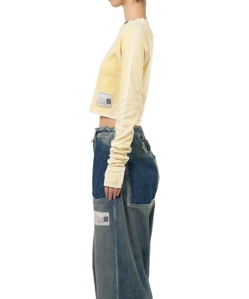 Bleached Cropped Long Sleeve T-shirt