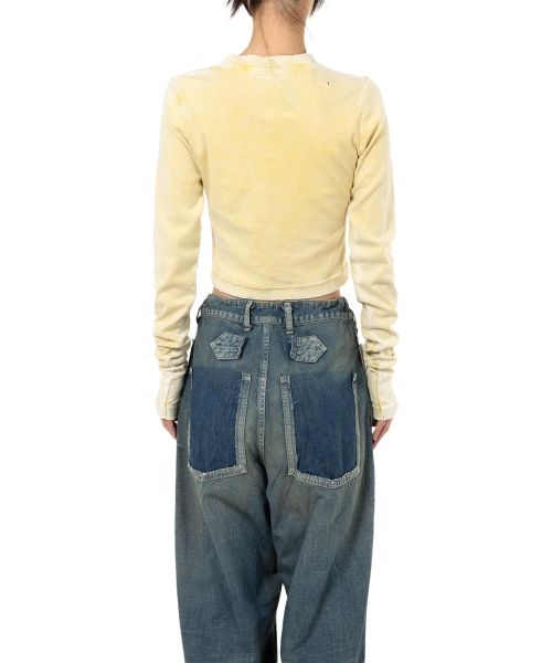 Bleached Cropped Long Sleeve T-shirt