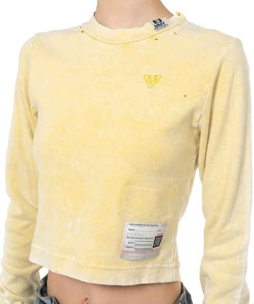 Bleached Cropped Long Sleeve T-shirt