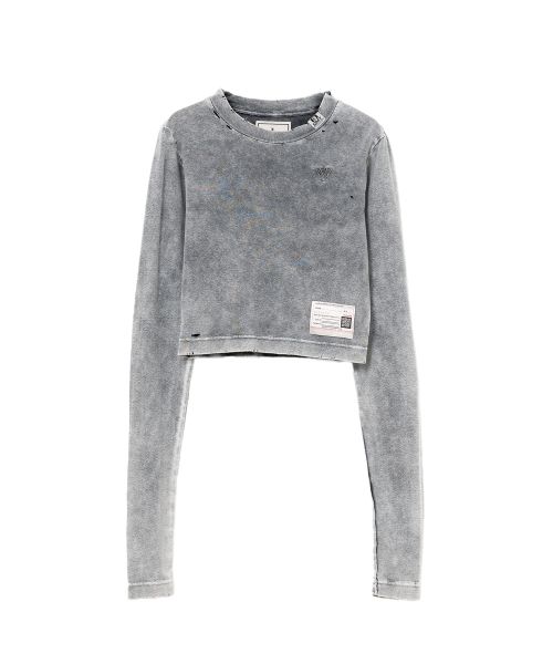 Bleached Cropped Long Sleeve T-shirt