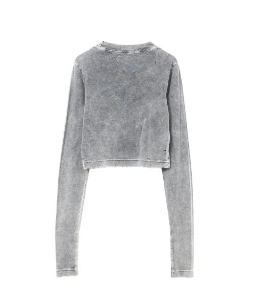 Bleached Cropped Long Sleeve T-shirt
