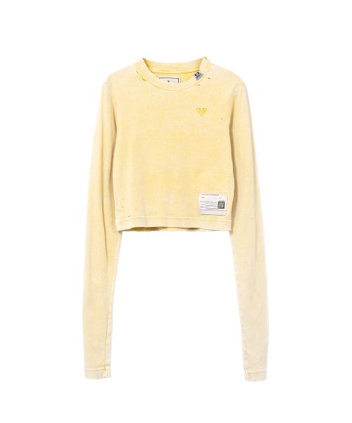 Bleached Cropped Long Sleeve T-shirt