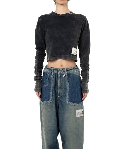 Bleached Cropped Long Sleeve T-shirt