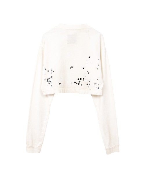 Embellished Cropped Long Sleeve T-shirt