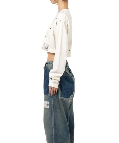 Embellished Cropped Long Sleeve T-shirt