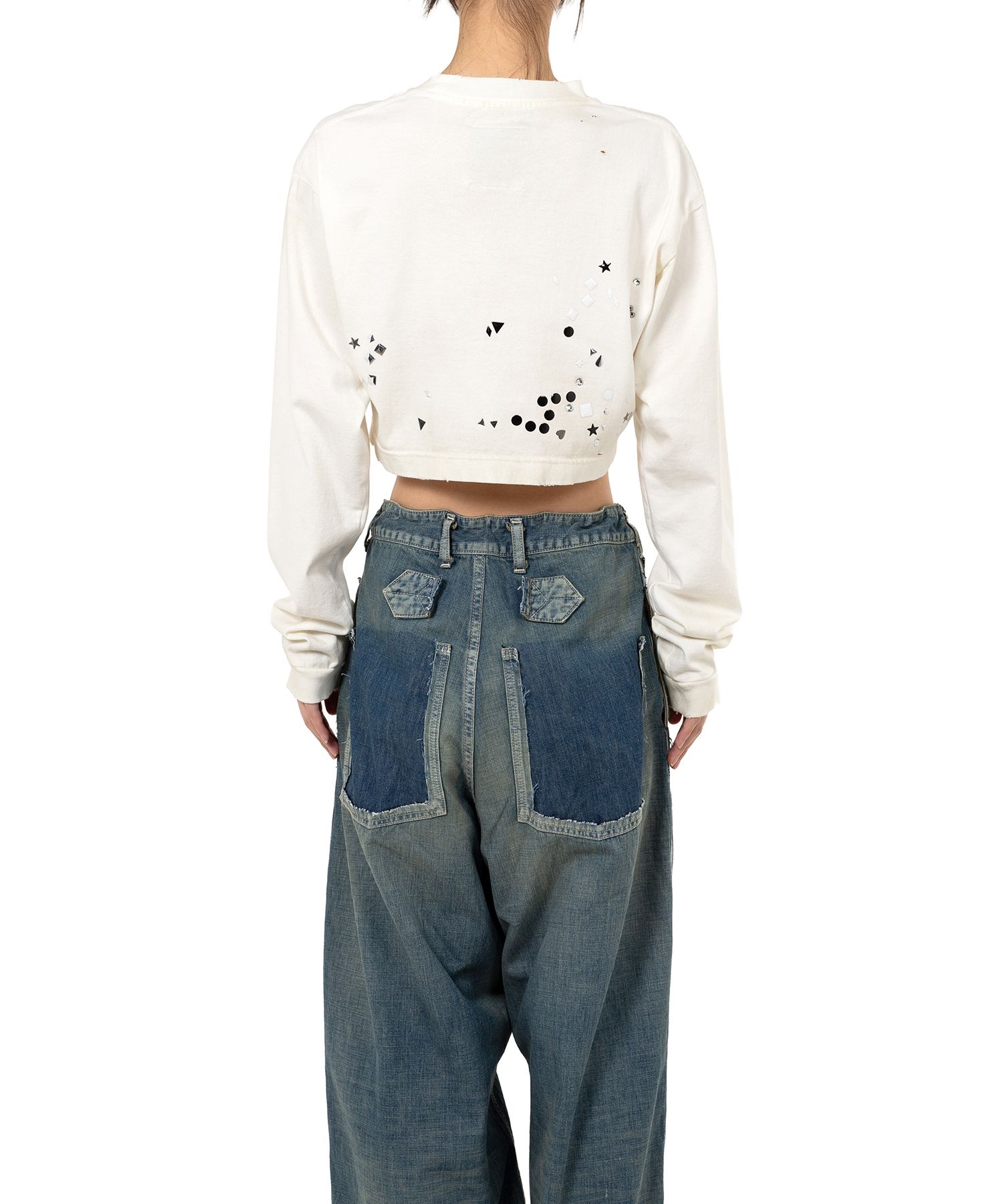 Embellished Cropped Long Sleeve T-shirt