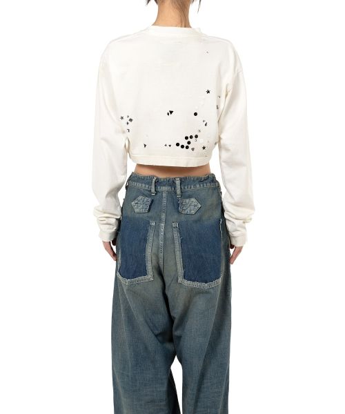 Embellished Cropped Long Sleeve T-shirt