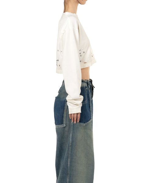 Embellished Cropped Long Sleeve T-shirt