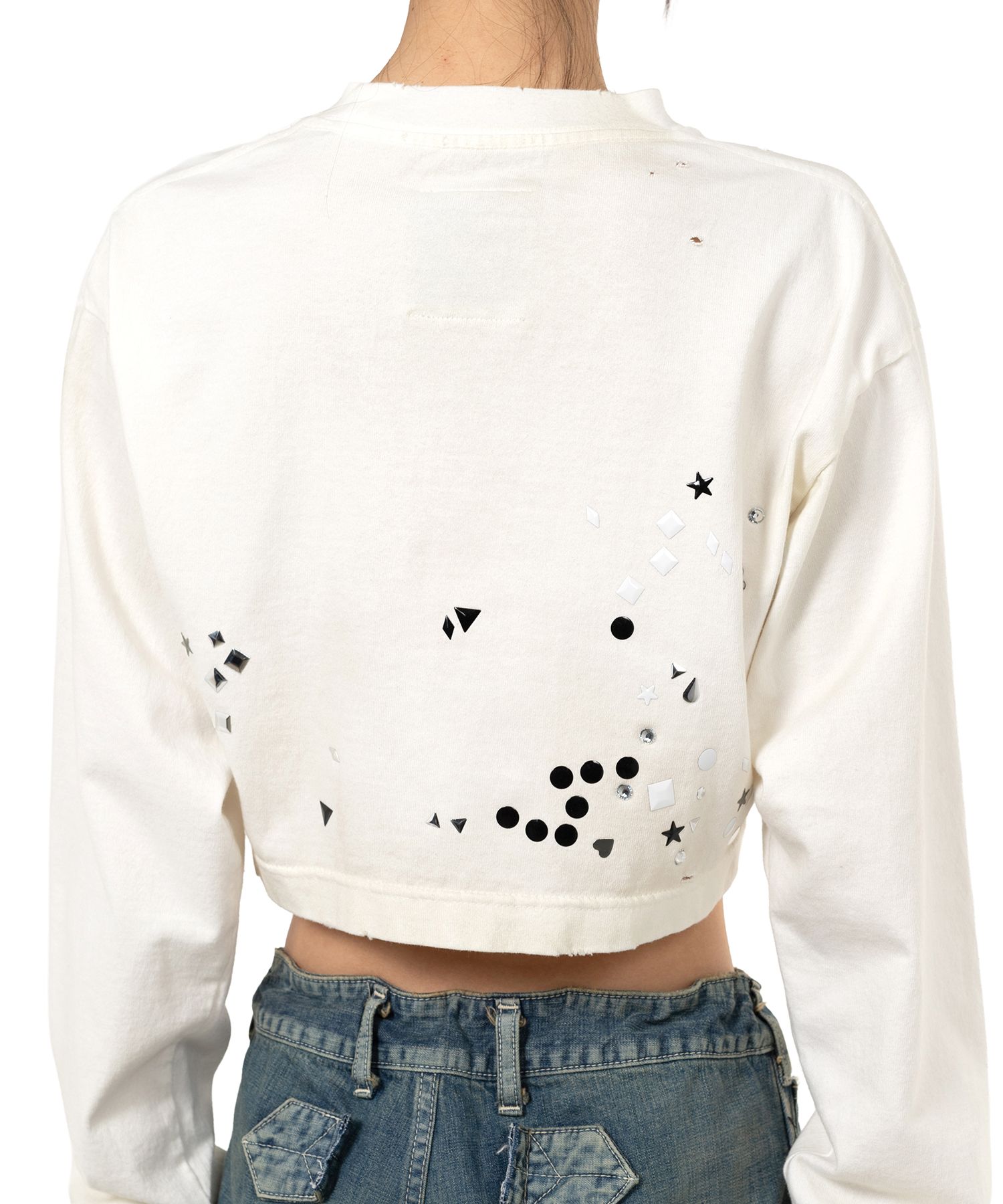 Embellished Cropped Long Sleeve T-shirt