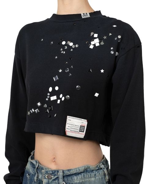 Embellished Cropped Long Sleeve T-shirt