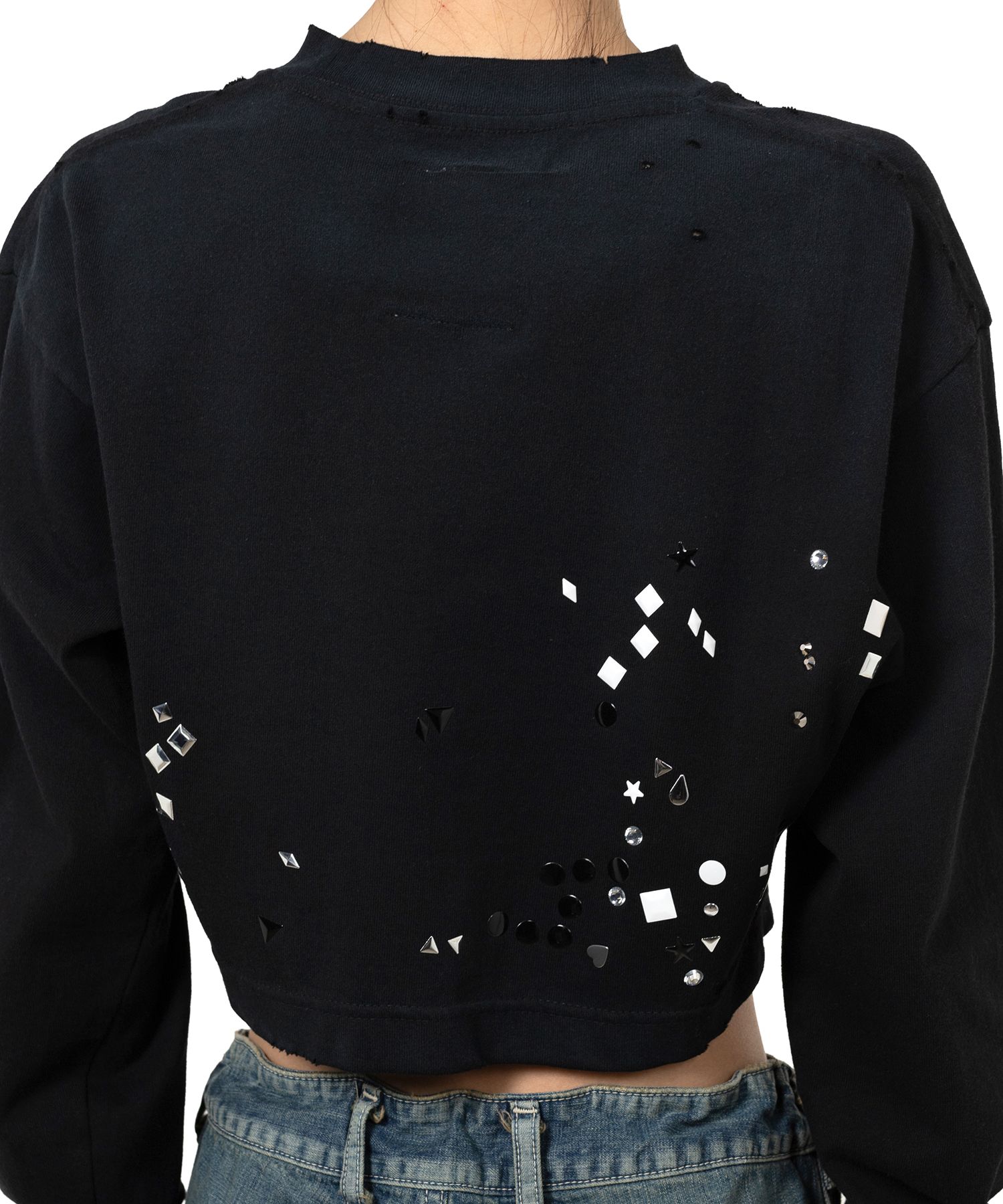 Embellished Cropped Long Sleeve T-shirt