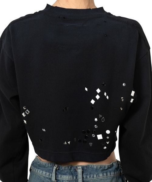 Embellished Cropped Long Sleeve T-shirt