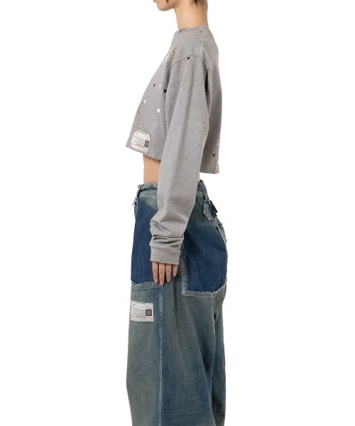 Embellished Cropped Long Sleeve T-shirt