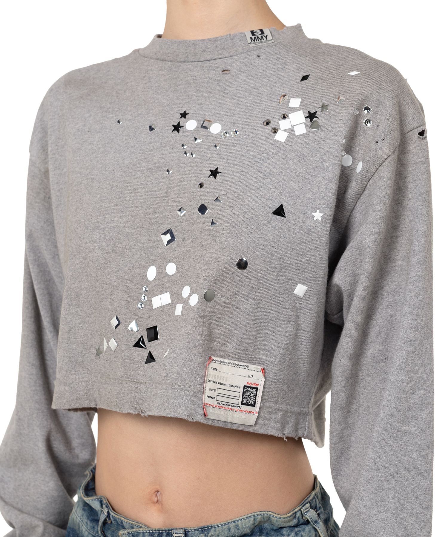 【MIHARA YASUHIRO】Embellished Cropped Long Sleeve Tシャツ Maison MIHARA YASUHIRO ONLINE STORE（ミハラヤスヒロ