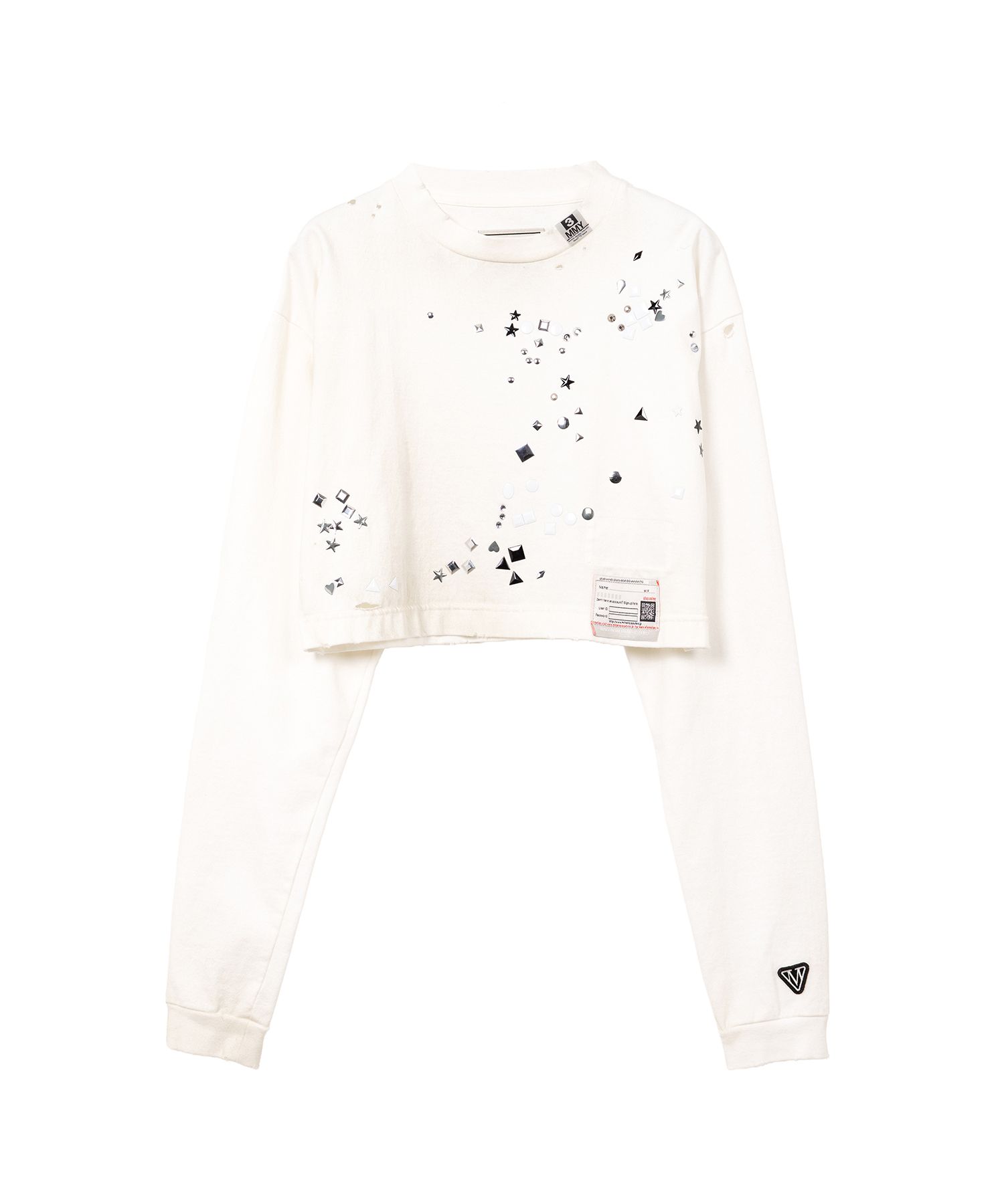 Embellished Cropped Long Sleeve T-shirt