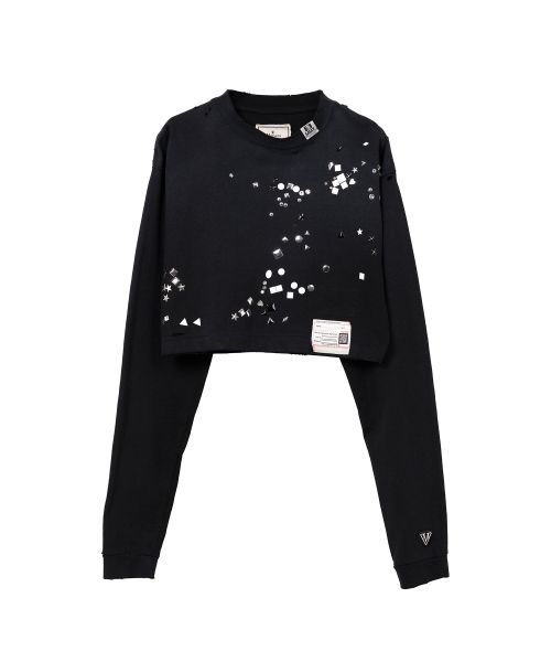 Embellished Cropped Long Sleeve T-shirt