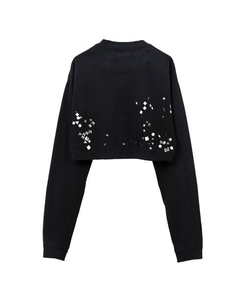Embellished Cropped Long Sleeve T-shirt