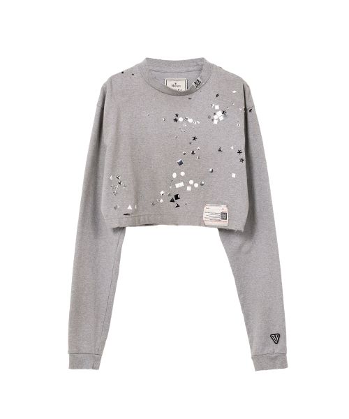Embellished Cropped Long Sleeve T-shirt
